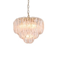 Lustre moderne de luxe en verre style Murano, pampille en forme de feuille rose ambrée, pour villa, salle à manger, chambre principale, décoration