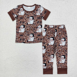 Weihnachtliches Kuh-Weihnachtsmann-Motiv Mädchen 2-teiliges Pyjama-Set Langarm mit Rüschendetail Kinder Boutique Nachtwäsche - Product Image 4