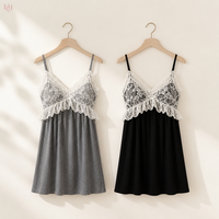 Nouvelle collection été 2026 : Pyjama féminin en rayonne et modal avec dentelle, robe courte sexy et minimaliste, nuisette camisole pour la maison