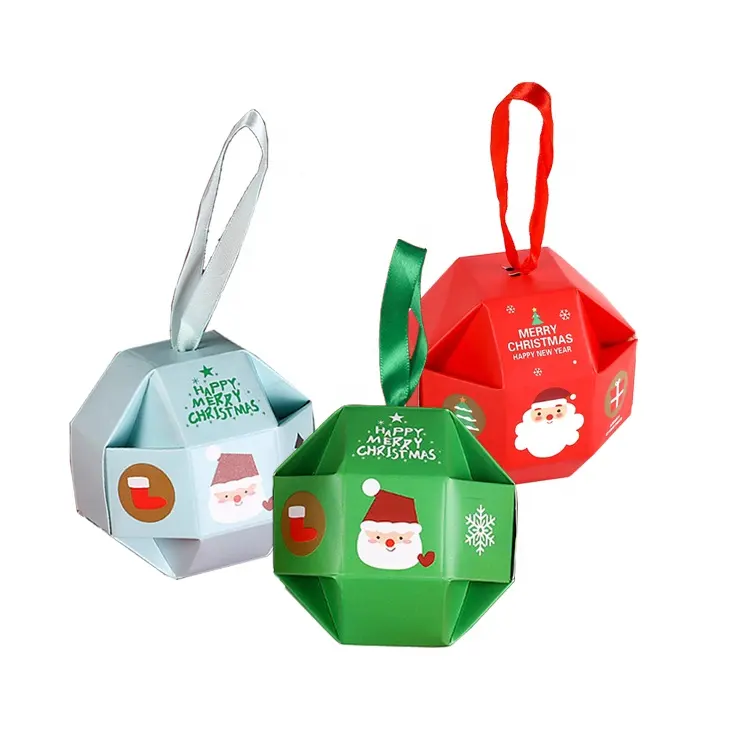 HOT SALE Christmas Candy Boxes Paper Favor Gift Treat Box with Ribbon for Xmas Christmas Party