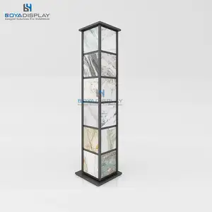 Boya Custom Design Rotating Iron Stone Sample Ceramic Tile Display Rack Stand For Showroom