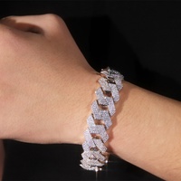 Bracelet en argent massif de 20 mm de large, chaîne cubaine en argent sterling S925, chaîne en diamant moissanite VVS, bracelet cubain pour homme