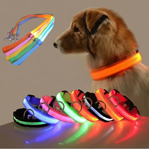 Yansıtıcı ışık-up çizgili ile LED lüks ayarlanabilir deri köpek tasması kediler <span class=keywords><strong>i</strong></span>çin su geçirmez gece güvenlik görünürlüğü tasma - Product Image 3