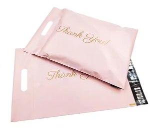 Bolsas de Plástico para Envíos de Ropa con Logotipo de Agradecimiento en Color Rosa, Bolsas de Envío con Asa para Entrega Exprés - Product Image 1
