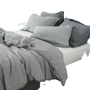 Simple <strong>Blue</strong> Stonewashed Woven Bedding Set Quilt and Duvet <strong>Cover</strong> - Product Image 5