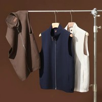 Gilet d'été en coton tricoté respirant pour homme 2026 : un incontournable – Veste sans manches zippée pour homme