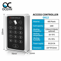 Sistema de Control de Acceso por Huella Dactilar Oceantech GK12 OEM ODM con Logotipo Personalizado, Controlador de Puerta con Teclado y Tarjeta EM, ABS, 1000 Usuarios