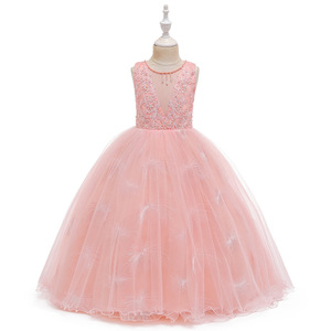 Robe de princesse pour filles, col en V, robe de bal, blanc, rose, bleu ciel, rouge vin, robe de demoiselle d'honneur, robe de fête d'anniversaire, taille enfant - Product Image 4
