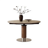 Table à manger rotative ronde à carrée, gain de place, style moderne minimaliste, en pierre frittée, pour petit appartement