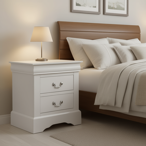 Mesita de Noche Blanca de 2 Cajones, Mueble de Madera Tradicional para Dormitorio, Mueble de Almacenamiento para el Hogar - Product Image 2