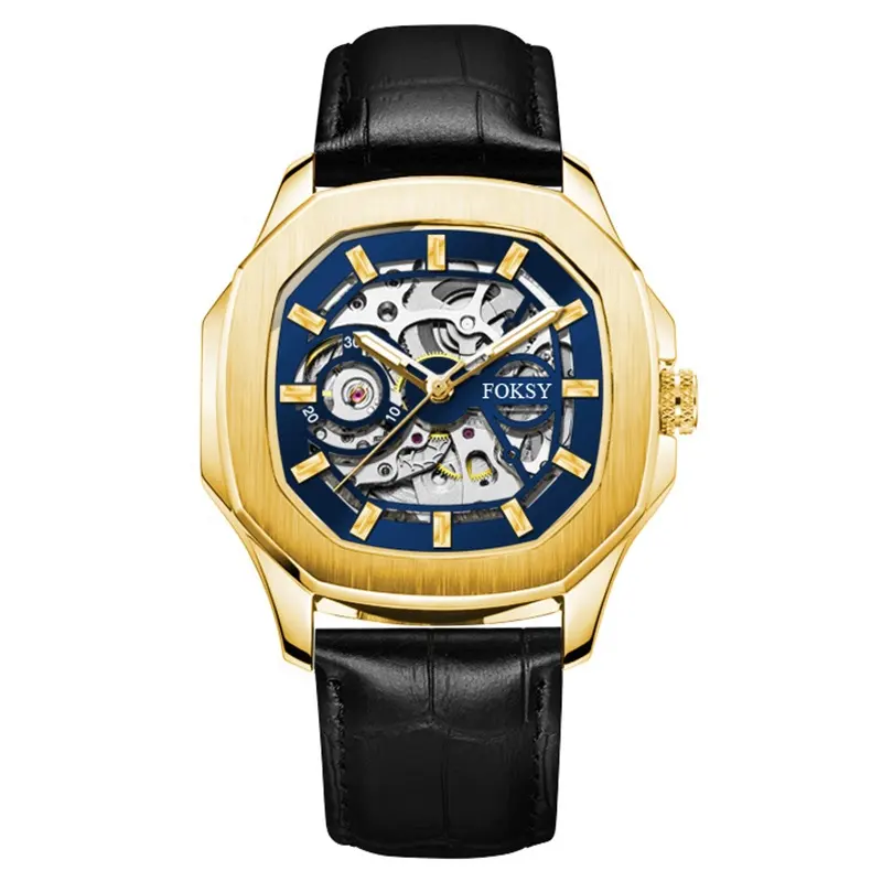 Foksy Manufacturer OEM Relogio New Mechanical Wristwatches Fashion Mens Hollow Skeleton Winner Automatic Watch