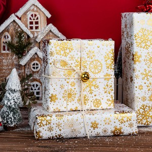<b>White</b> Gold Snowflake Pattern Metallized Gift <b>Wrapping</b> <b>Paper</b> Roll for Holiday Packaging - Product Image 2