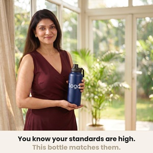 <b>Customized</b> <b>Water</b> <b>Bottles</b> 32oz Powder Coated Dark Blue Travel Mug Stainless Steel 1L Sports <b>Water</b> <b>Bottles</b> Portable Outdoor Mugs - Product Image 2