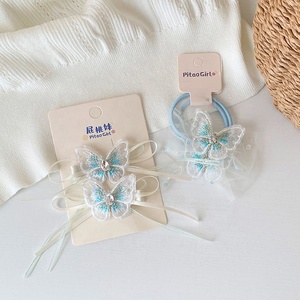 Çocuklar mavi kelebek şerit küçük saç bağları timsah klipler Set güzellik moda stokta tokalar Scrunchies aksesuarları kızlar için - Product Image 3