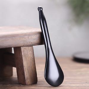 Chinois traditionnel Bian pierre Gua Sha cuillère noir Gua Sha outils de <span class=keywords><strong>Massage</strong></span> pour le cou et les yeux cuillère forme noir Bain pierre masseur - Product Image 3