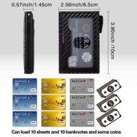 Portefeuille de cartes de crédit RFID pour hommes avec fenêtres d'identification porte-cartes multifonctionnel en fibre de carbone et en aluminium