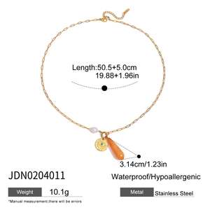 ג 'וד טרנדי טורקיז מים מתוקים פנינה בצבע לבן ורוד לבן ורוד לבן-שרשרת תליון קוורץ טבעי שרשראות - Product Image 6