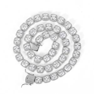 Collar con colgante de moissanita de plata de ley 925, diseño de cubo de azúcar, cadena de bloques cuadrados, estilo Hip Hop, VVS, con incrustaciones brillantes, probador de diamantes GRA - Product Image 6