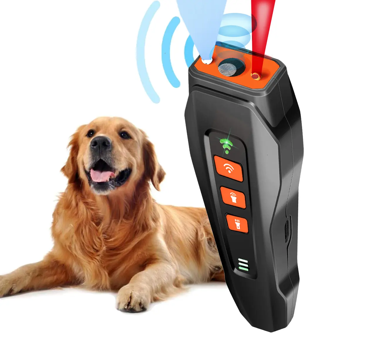 Saijzek.NEW Dispositivo ultrassônico de controle de latido para cães, recarregável em 3 modos 1200 MAh