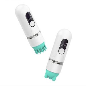 Venta al por mayor de silicona para mascotas cabeza masaje vibrador aseo limpieza cepillo de baño pelo de perro Mini cuero cabelludo Mini gato masajeador - Product Image 2