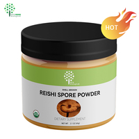 Extrait de champignon Reishi en poudre de spores brisées OEM, certifié biologique ISO, avec étiquette privée, bouteille de 60g, emballé sous vide, 2% de triperpénoïdes