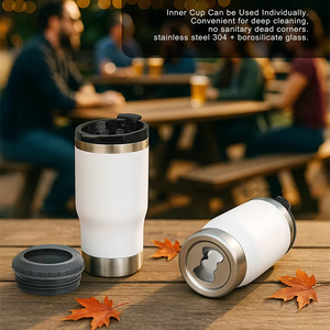 <span class=keywords><strong>Mug</strong></span> à bière en acier inoxydable 4-en-1 de 400 ml avec ouvre-bouteille, tasse intérieure amovible pour bouteille/canette, gobelet isotherme pour bar extérieur - Product Image 5