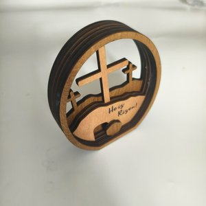 Decorazioni da Tavolo PAFU in Legno con Scena della Resurrezione Cristiana di Pasqua, Tomba Risorto - Product Image 2