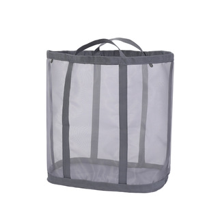 Collapsible Mesh Laundry <b>Basket</b> <b>Large</b> Capacity Rectangle Gray Black Wall Mounted Living Room Clothing Organizer - Product Image 5