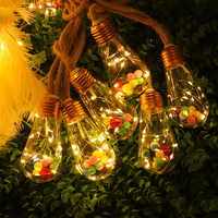 Ampoule de corde de chanvre solaire extérieure IP65 avec fil de cuivre LED guirlande lumineuse suspendue jardin décoratif fête guirlande lumineuse Vintage