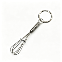 Mini fouet à œufs porte-clés en acier inoxydable gravé au laser, porte-clés personnalisé, cadeau pour chef cuisinier ou boulangers avec logo personnalisé sur étiquette