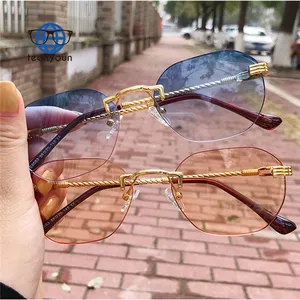 Teenyoun Wholesale Price Womens Trendy Custom Made Italy Designer Clear Lens Rimless Show Me 2023 Sun Glasses Sunglasses