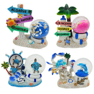 كرة ثلجية زجاجية براقة بتصميم استوائي جديد، كرة ماء كريستالية بأسلوب المحيط، تذكار شاطئي مخصص - Product Image 2