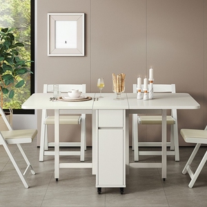 Nhỏ gọn có thể gập lại bàn ăn thiết lập với ghế tiết kiệm không gian thiết kế rắn gỗ đa chức năng Bàn và ghế trên bánh xe - Product Image 2
