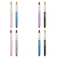 Pinceau de luxe pour nail art en poils de Kolinsky avec manche métallique, design pétales/frisé, pour ongles en acrylique professionnels et DIY