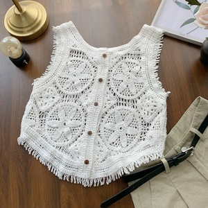 <span class=keywords><strong>Gilet</strong></span> court en <span class=keywords><strong>crochet</strong></span> fin à franges jacquard, style ethnique tridimensionnel, à porter avec des bretelles de <span class=keywords><strong>gilet</strong></span> pour femme - Product Image 1