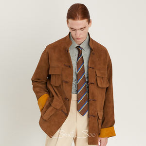 Veste Safari style chinois RTS/OEM veste homme boutons <span class=keywords><strong>grenouille</strong></span> nouveau design blazer décontracté pour homme - Product Image 2