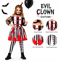 Costume de clown pour enfants en polyester à pois et rayures imprimées, amusant et effrayant pour la fête des enfants, la danse ou les fêtes costumées
