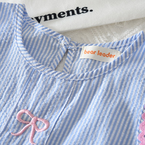 Conjunto de Verano 2026 al por Mayor para Niñas: Moda Dulce con Lazo y Bordado a Rayas - Product Image 3