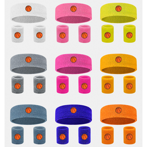 Al por mayor, personalizadas, de algodón terry elástico, transpirables, para mujer y hombre, juego de muñequeras, diademas y bandas para el sudor, para tenis y deporte - Product Image 2
