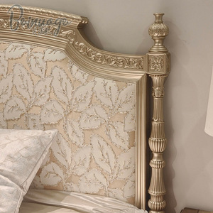 Cama de Estilo Francés Neoclásico Retro, de Madera de Caoba Maciza Tallada a Mano, con Bordado Satinado de Lujo, 1.8x2m, para Dormitorio, Estilo Castillo de <span class=keywords><strong>Windsor</strong></span> - Product Image 1