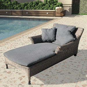 <span class=keywords><strong>Chaise</strong></span> <span class=keywords><strong>longue</strong></span> d'extérieur en rotin gris avec lit de soleil imperméable pour <span class=keywords><strong>piscine</strong></span>, coussins de siège plus longs et oreillers lombaires - Product Image 4