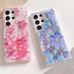 Funda Luminosa para Teléfono Móvil con Diseño de Flores en Pintura al Óleo y Efecto de Arena Movediza para Samsung S24 S23 Ultra S22 S21 Note20 A13 <span class=keywords><strong>A32</strong></span> A50 <span class=keywords><strong>A51</strong></span> - Product Image 1