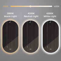 Miroir de salle de bain ovale doré mural à LED pour barbier, miroir de salon de coiffure intelligent, miroir de chambre à coucher avec écran tactile - Grande Vente