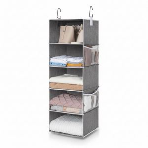 5 Tier Wardrobe Hanging <b>Box</b>, Foldable, with 2 Side Pockets, Portable Clothes <b>Storage</b> <b>for</b> Bedroom, Wardrobe - Product Image 2