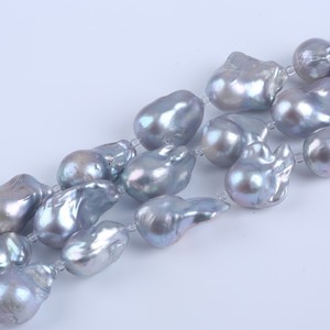 Vente en gros de perles d'eau douce naturelles de 15 à 18 mm, de forme irrégulière, de couleur grise, en forme de bus, pour la création de bijoux DIY - Product Image 3