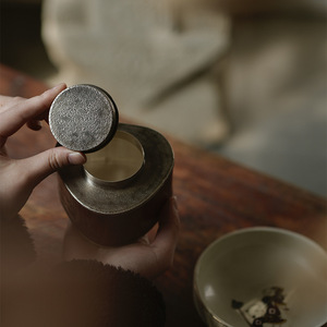Old <b>bamboo</b> and pure silver tea caddy, sealed portable tea <b>container</b>, handmade tea ceremony utensils, tea ceremony accessories. - Product Image 2