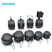 Roulettes en nylon TOPCENT pour chaises de mobilier, 1,5/2 pouces, 30mm, 40mm, 50mm, roulettes en plastique pour vente en gros