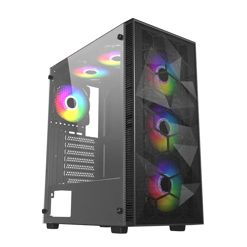 Gaming PC Case Mid Tower Mesh Panel Tempered Glass Custom Logo Gaming Computer Cases