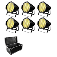 Kit de 6 projecteurs LED Par en flight case, 54x3W RGB 3-en-1 DMX512 B22, lumière de scène blanche 7 canaux