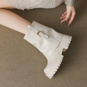 Botas de Moda Retro Coreanas Otoño-Invierno 2025, Botines de Tacón Alto con Hebilla y Punta Redonda - Product Image 3